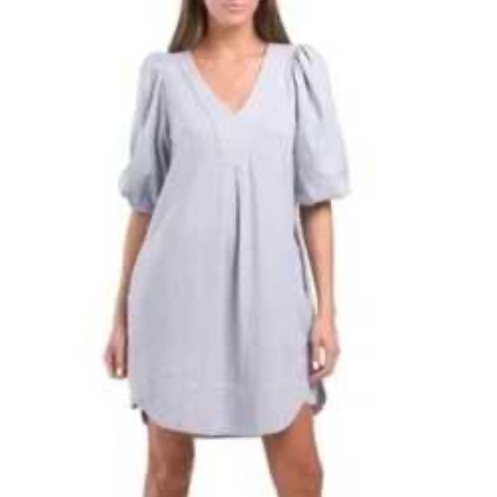 Cynthia Rowley Linen Blend Puff Sleeve shift Dress M